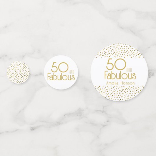 50 en Fabulous Gold Glitter 50th Birthday Party Confetti (Achterkanten)