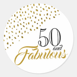 50 en Fabulous Gold Glitter 50th Birthday Ronde Sticker