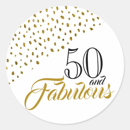 50 en Fabulous Gold Glitter 50th Birthday Ronde Sticker (Voorkant)