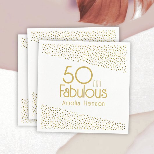50 en Fabulous Gold Glitter 50th Birthday Servet