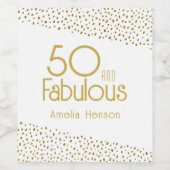 50 en Fabulous Gold Glitter 50th Birthday Wijn Etiket (Enkel label)