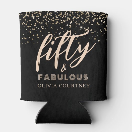 50 en Fabulous Gold Glitter Black van zaterdag Blikjeskoeler (Achterkant)