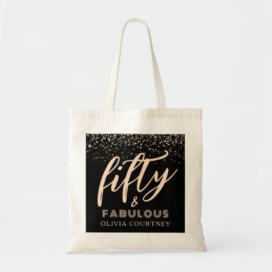 50 en Fabulous Gold Glitter Black van zaterdag Tote Bag (Voorkant)