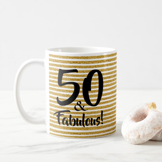 50 en Fabulous Gold Glitter Mok (Met donut)