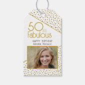 50 en Fabulous Gold Glitter Photo 50th Birthday Cadeaulabel (Voorkant)