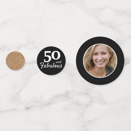 50 en Fabulous Gold Glitter Photo 50th Birthday Confetti (Voorkanten)
