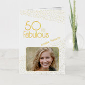 50 en Fabulous Gold Glitter Photo 50th Birthday Folie Wenskaart (Voorkant)