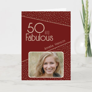 50 en Fabulous Gold Glitter Photo 50th Birthday Kaart