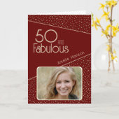 50 en Fabulous Gold Glitter Photo 50th Birthday Kaart (Gele Bloem)