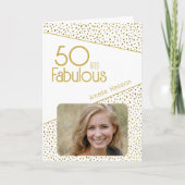50 en Fabulous Gold Glitter Photo 50th Birthday Kaart (Voorkant)
