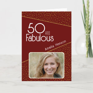 50 en Fabulous Gold Glitter Photo 50th Birthday Kaart