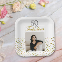 50 en Fabulous Gold Glitter Photo 50th Birthday