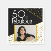 50 en Fabulous Gold Glitter Photo 50th Birthday Servet (Voorkant)