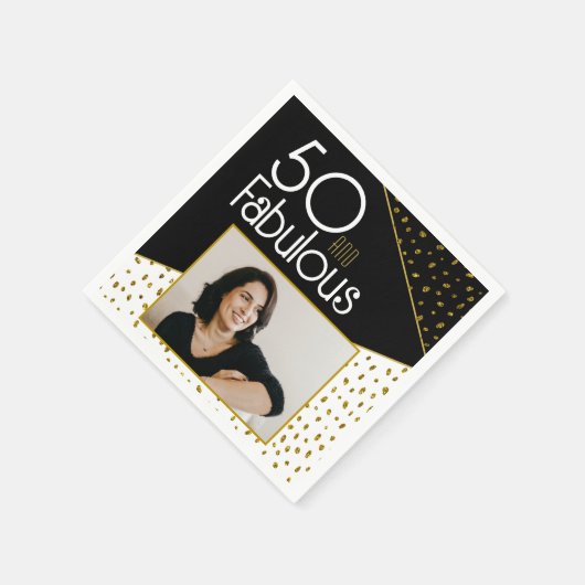 50 en Fabulous Gold Glitter Photo 50th Birthday Servet (Hoek)