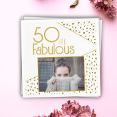 50 en Fabulous Gold Glitter Photo 50th Birthday Servet