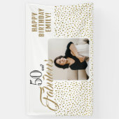 50 en Fabulous Gold Glitter Photo 50th Birthday Spandoek (Verticaal)