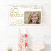 50 en Fabulous Gold Glitter Photo 50th Birthday Spandoek (Insitu)