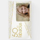 50 en Fabulous Gold Glitter Photo 50th Birthday Spandoek (Verticaal)