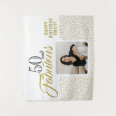 50 en Fabulous Gold Glitter Photo 50th Birthday Wandkleed (Voorkant)