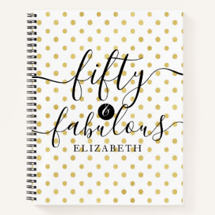 50 en Fabulous Gold Glitter Spot 50th Birthday Notitieboek