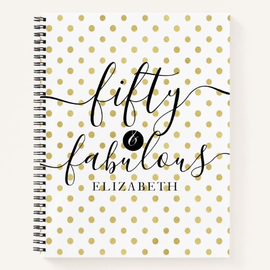 50 en Fabulous Gold Glitter Spot 50th Birthday Notitieboek (Voorkant)