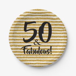 50 en Fabulous Gold Glitter Stripe Cake Borden Papieren Bordje