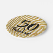 50 en Fabulous Gold Glitter Stripe Cake Borden Papieren Bordje (Gekanteld)