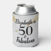 50 en Fabulous Gold Grey Marble met zwarte tekst Blikjeskoeler (Blikje Voorkant)