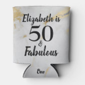 50 en Fabulous Gold Grey Marble met zwarte tekst Blikjeskoeler (Voorkant)
