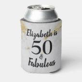 50 en Fabulous Gold Grey Marble met zwarte tekst Blikjeskoeler (Blikje Achterkant)