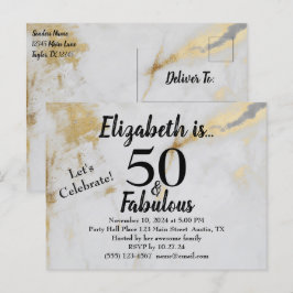 50 en Fabulous Gold Grey Marble met zwarte tekst Briefkaart