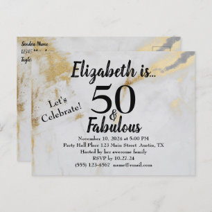 50 en Fabulous Gold Grey Marble met zwarte tekst Briefkaart