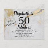 50 en Fabulous Gold Grey Marble met zwarte tekst Briefkaart (Voorkant)