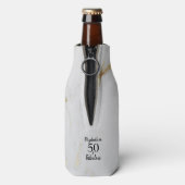50 en Fabulous Gold Grey Marble met zwarte tekst Flesjeskoeler (Fles Achterkant)