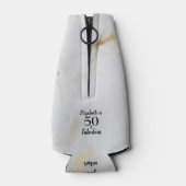 50 en Fabulous Gold Grey Marble met zwarte tekst Flesjeskoeler (Achterkant)
