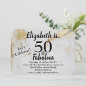 50 en Fabulous Gold Grey Marble met zwarte tekst Kaart (Staand voorkant)