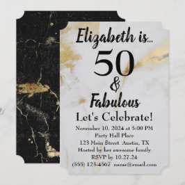 50 en Fabulous Gold Grey Marble met zwarte tekst Kaart