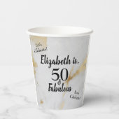50 en Fabulous Gold Grey Marble met zwarte tekst Papieren Bekers (Achterkant)