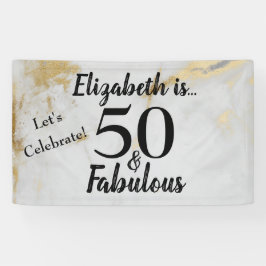 50 en Fabulous Gold Grey Marble met zwarte tekst Spandoek