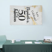 50 en Fabulous Gold Grey Marble met zwarte tekst Spandoek (Beurs)