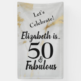 50 en Fabulous Gold Grey Marble met zwarte tekst Spandoek