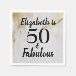 50 en Fabulous Gold Marble met zwarte tekst Servet