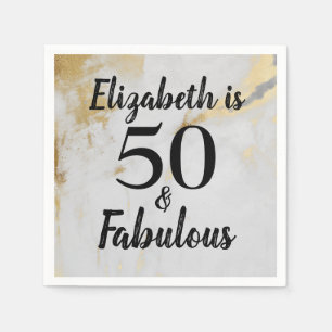 50 en Fabulous Gold Marble met zwarte tekst Servet