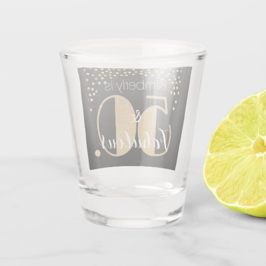 50 en Fabulous Gold Personalized Birthday Party C Shot Glas (Achterkant)