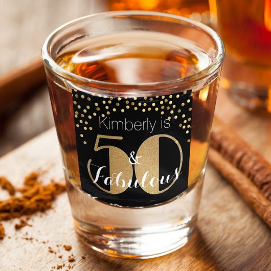 50 en Fabulous Gold Personalized Birthday Party C Shot Glas
