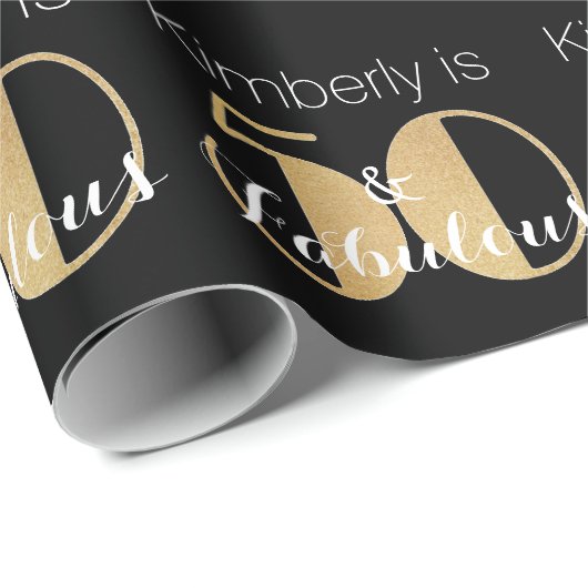 50 en Fabulous Gold Personalized Birthday Party Cadeaupapier (Rol Hoek)
