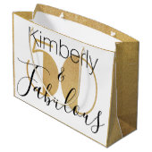 50 en Fabulous Gold Personalized Birthday Party Groot Cadeauzakje (Achterkant Gekanteld)
