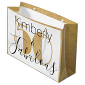 50 en Fabulous Gold Personalized Birthday Party Groot Cadeauzakje (Voorkant Gekanteld)