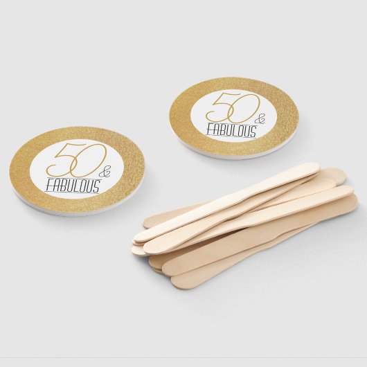 50 en Fabulous Gold Personalized Birthday Party Handwaaier (Niet-gemonteerd)