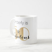 50 en Fabulous Gold Personalized Birthday Party Koffiemok (Voorkant links)